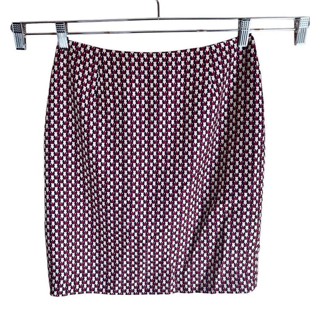 Ann Taylor Womens Silk A-Line Geometric Pattern Skirt Size 8 Career Work Wear